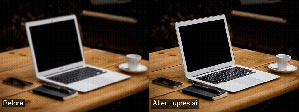 E-commerce product photo upscaled with AI — before and after